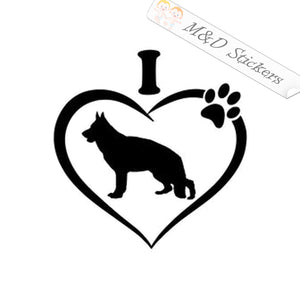 I love German Shepherd Dog (4.5" - 30") Vinyl Decal in Different colors & size for Cars/Bikes/Windows