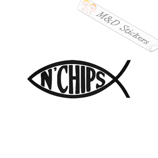 Fish 'n Chips (4.5" - 30") Vinyl Decal in Different colors & size for Cars/Bikes/Windows