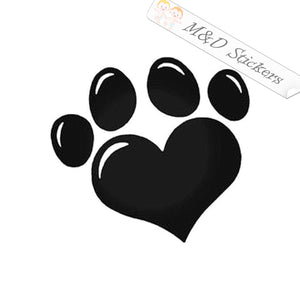 Dog Paw Love Heart (4.5" - 30") Vinyl Decal in Different colors & size for Cars/Bikes/Windows