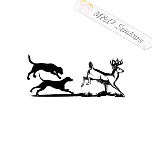 2x Dogs chasing deer Vinyl Decal Sticker Different colors & size for Cars/Bikes/Windows