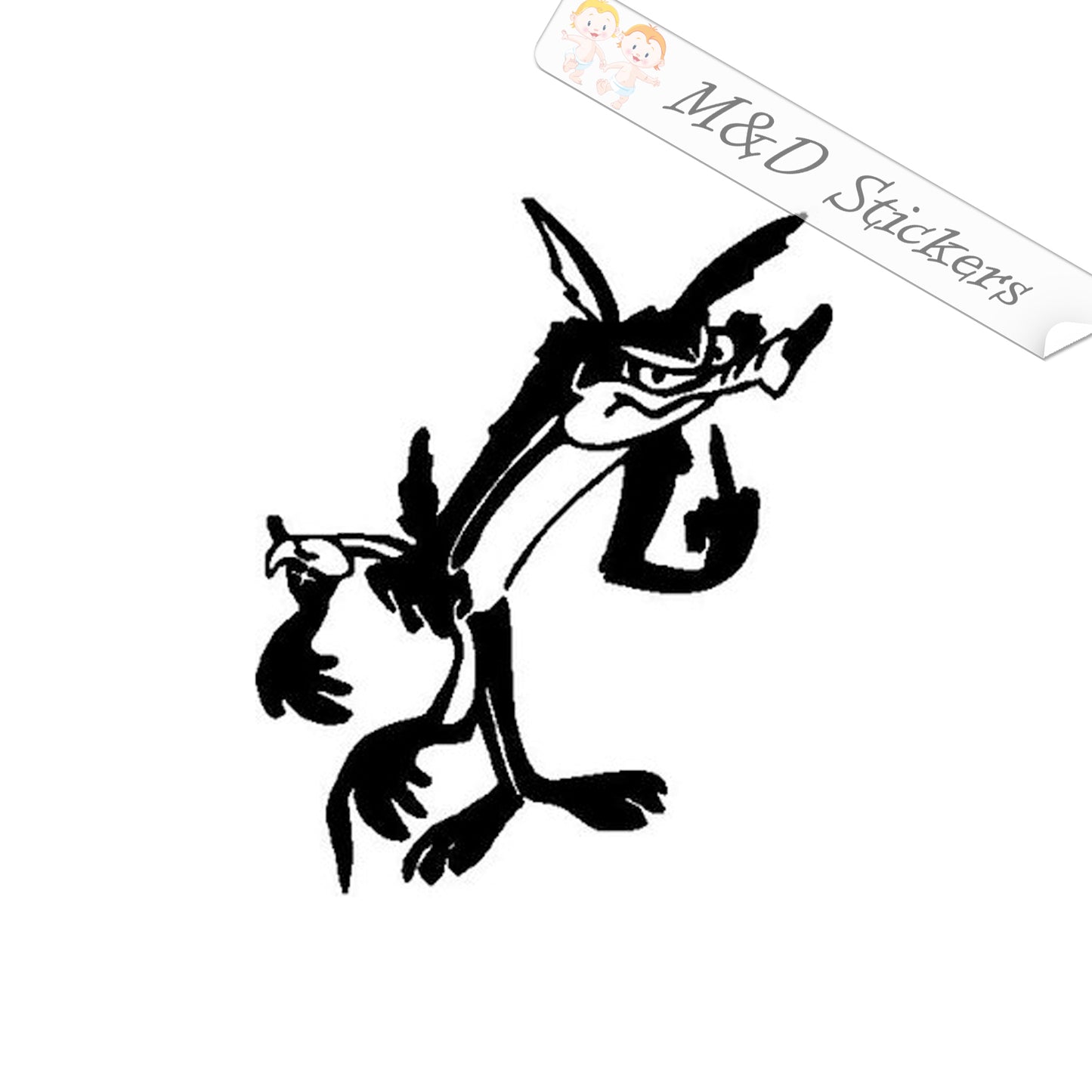 2x Wile E Coyote Vinyl Decal Sticker Different colors & size for Cars/Bikes/Windows