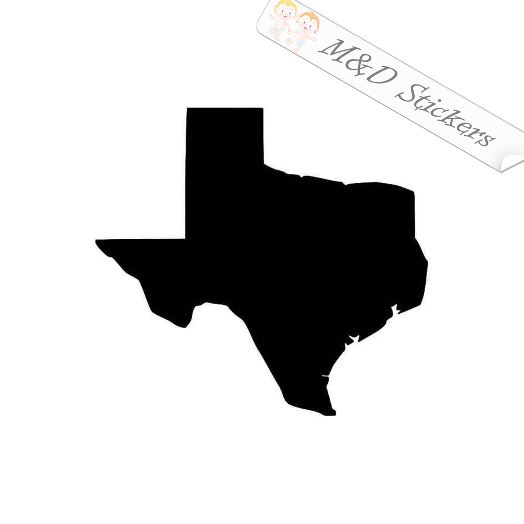 2x Texas State Borders Shape Vinyl Decal Sticker Different colors & size for Cars/Bikes/Windows