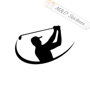 Golf player Swinging (4.5" - 30") Vinyl Decal in Different colors & size for Cars/Bikes/Windows