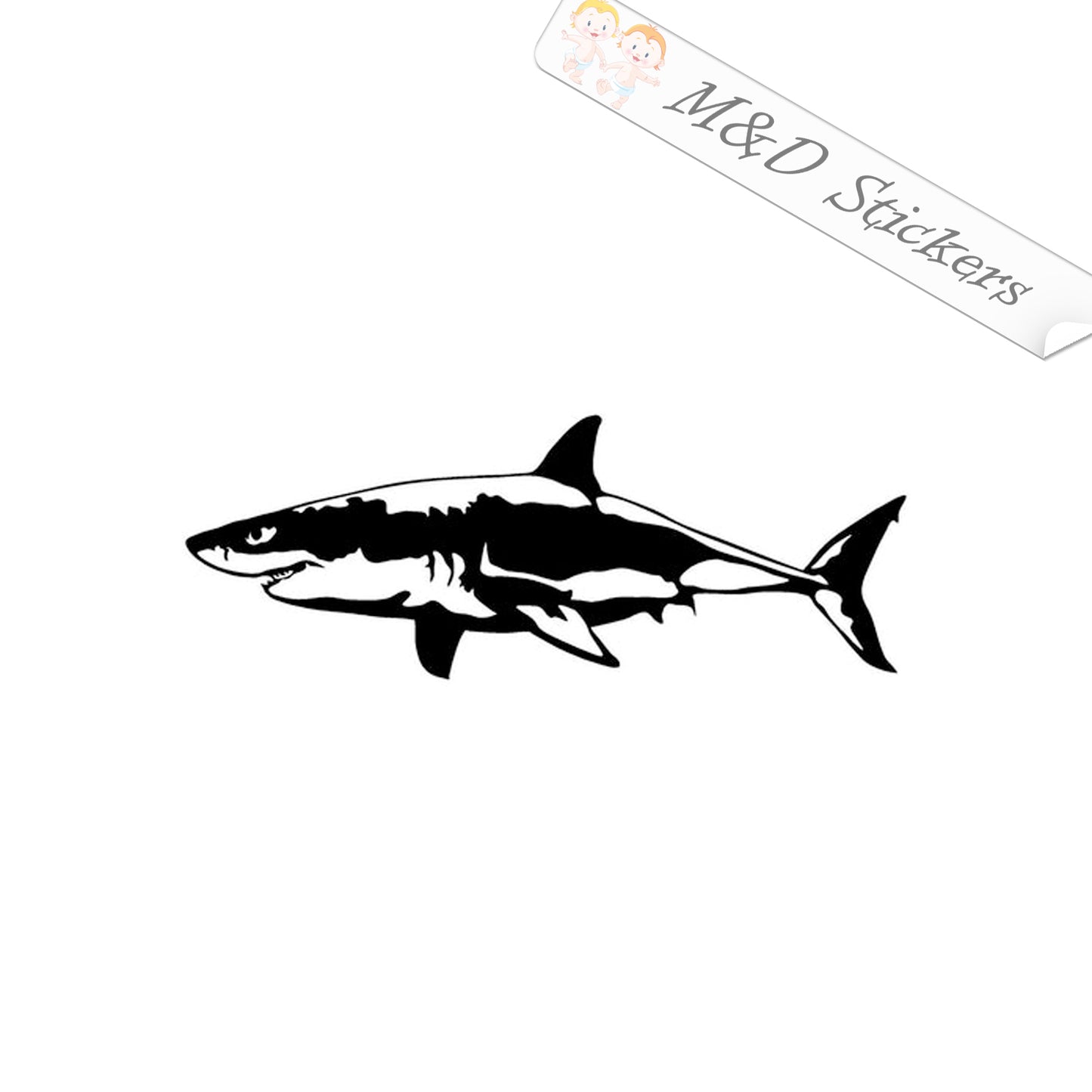 Great White Shark (4.5" - 30") Vinyl Decal in Different colors & size for Cars/Bikes/Windows