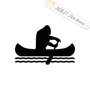 Bigfoot on canoe (4.5" - 30") Vinyl Decal in Different colors & size for Cars/Bikes/Windows