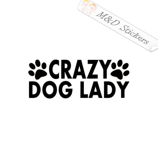 2x Crazy Dog Lady Vinyl Decal Sticker Different colors & size for Cars/Bikes/Windows