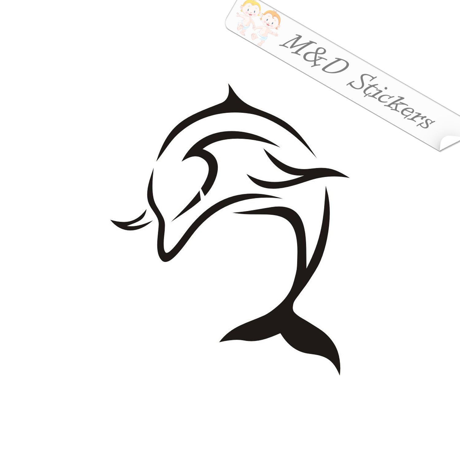  Divine Designs Happy Simple Kids Dolphin Cartoon Vinyl Decal  Sticker (4 Tall) : Automotive