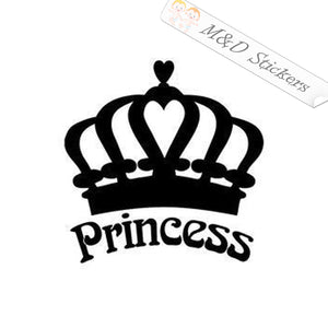 2x Princess Crown Vinyl Decal Sticker Different colors & size for Cars/Bikes/Windows