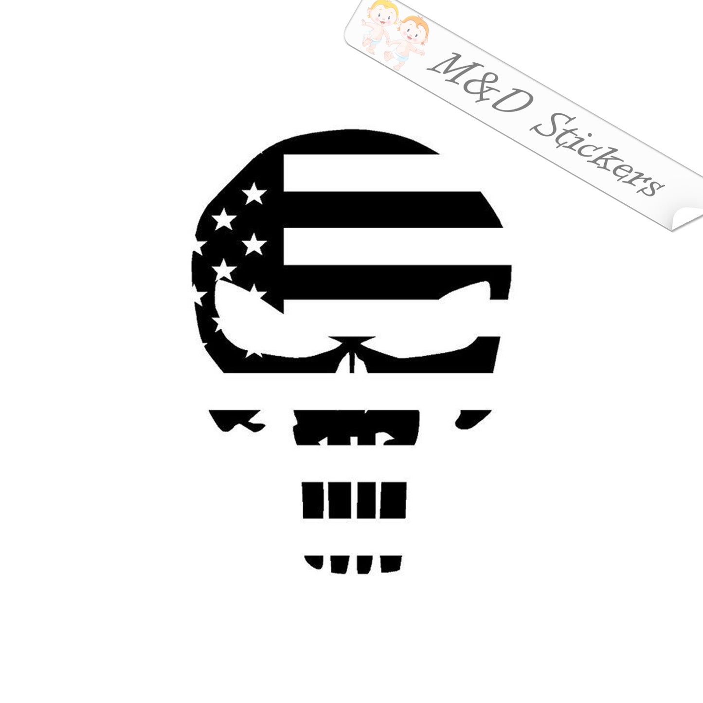 2x Punisher American flag Vinyl Decal Sticker Different colors & size for Cars/Bikes/Windows
