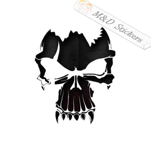 2x Cracked Skull Vinyl Decal Sticker Different colors & size for Cars/Bikes/Windows