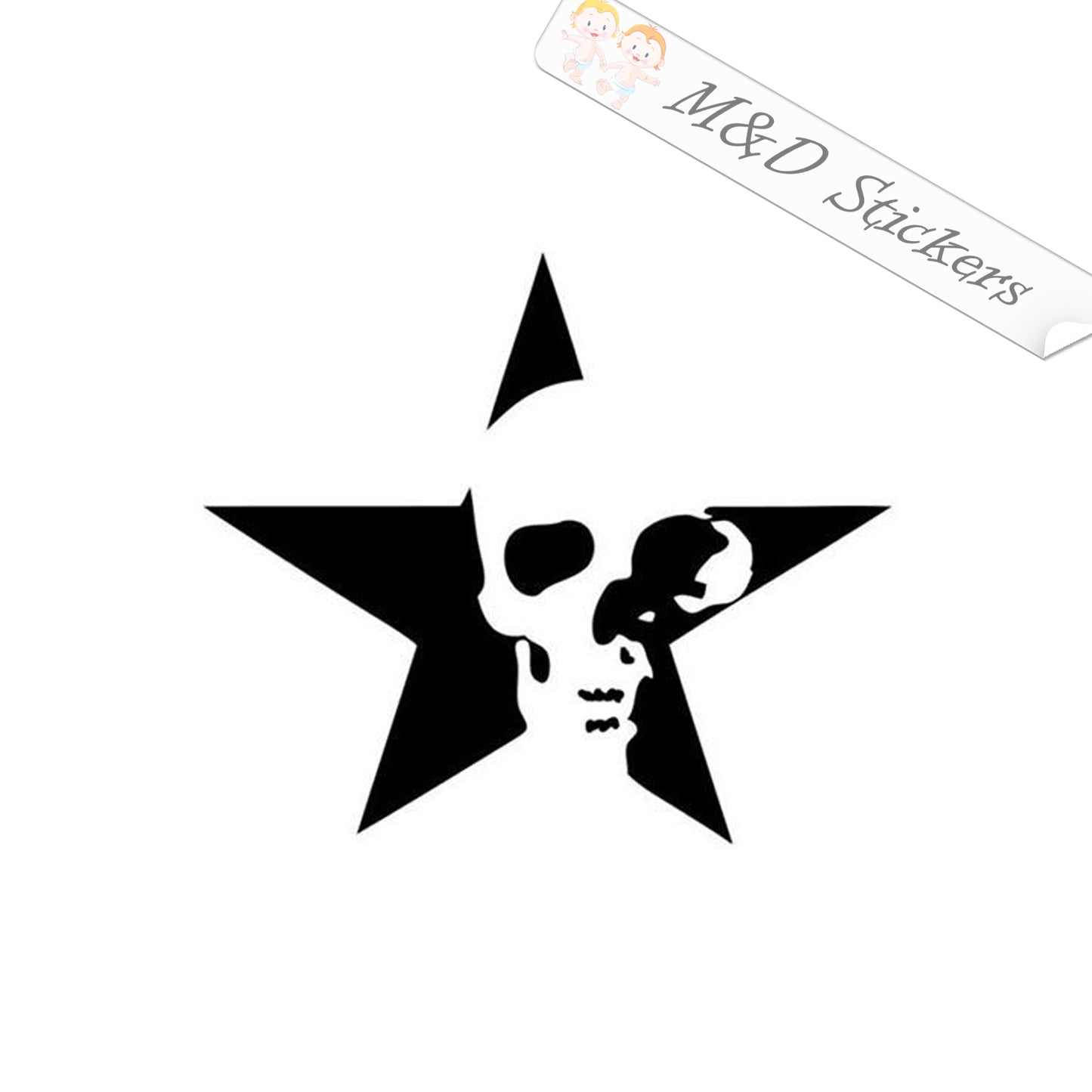 2x Skull in a star Vinyl Decal Sticker Different colors & size for Cars/Bikes/Windows