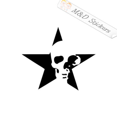 2x Skull in a star Vinyl Decal Sticker Different colors & size for Cars/Bikes/Windows