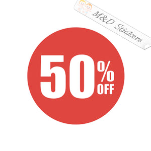 50 percent off sign (4.5" - 30") Vinyl Decal in Different colors & size for Cars/Bikes/Windows