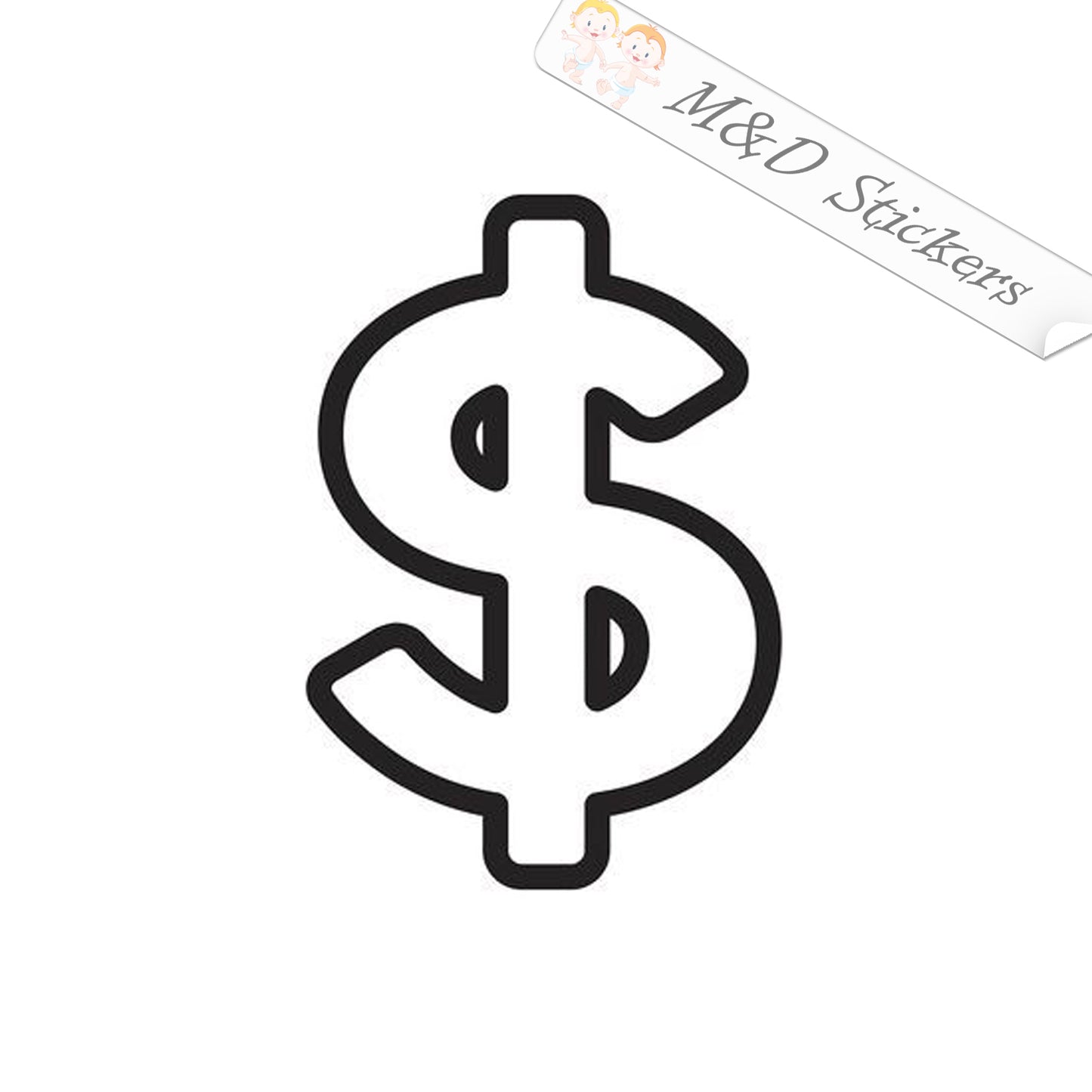 2x Dollar sign Vinyl Decal Sticker Different colors & size for Cars/Bikes/Windows