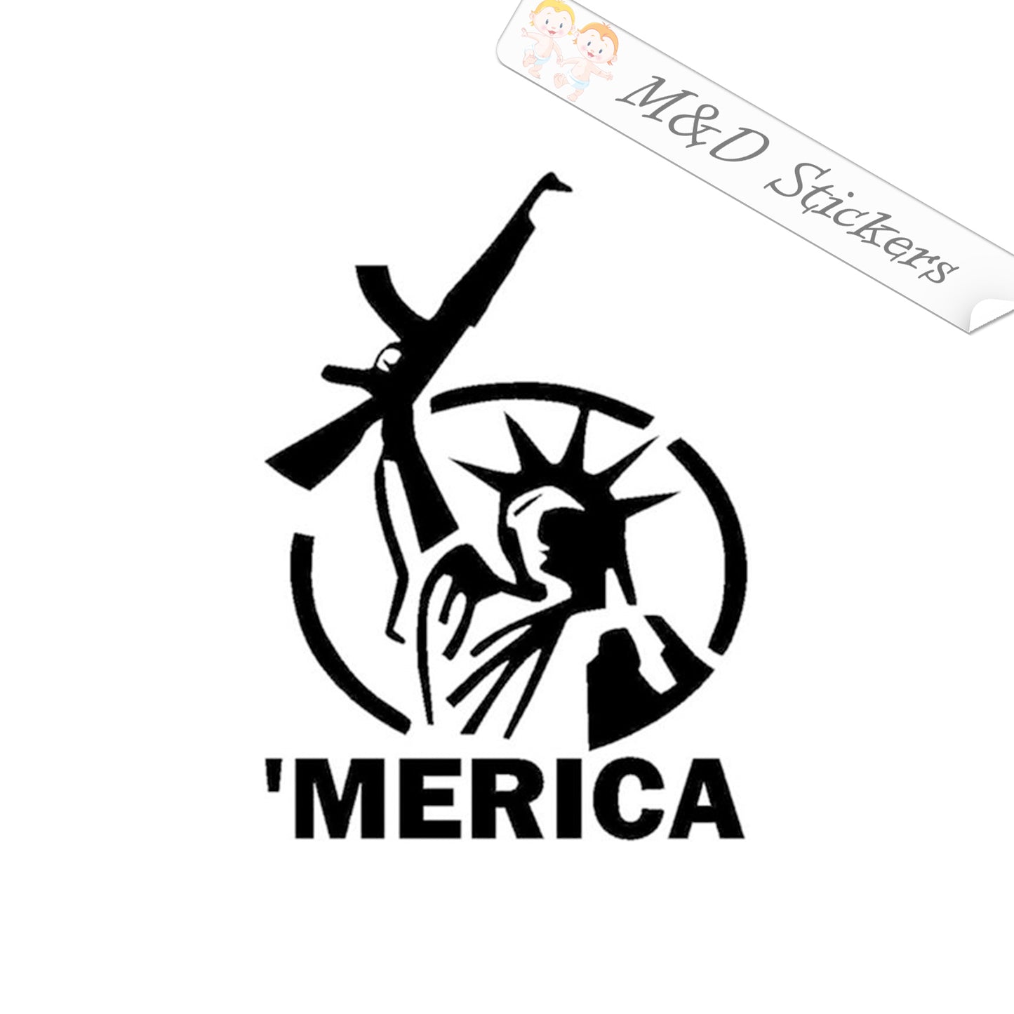 US Statue of Liberty and a gun (4.5" - 30") Vinyl Decal in Different colors & size for Cars/Bikes/Windows