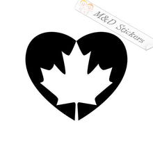 Hearted Canadian leaf (4.5" - 30") Vinyl Decal in Different colors & size for Cars/Bikes/Windows