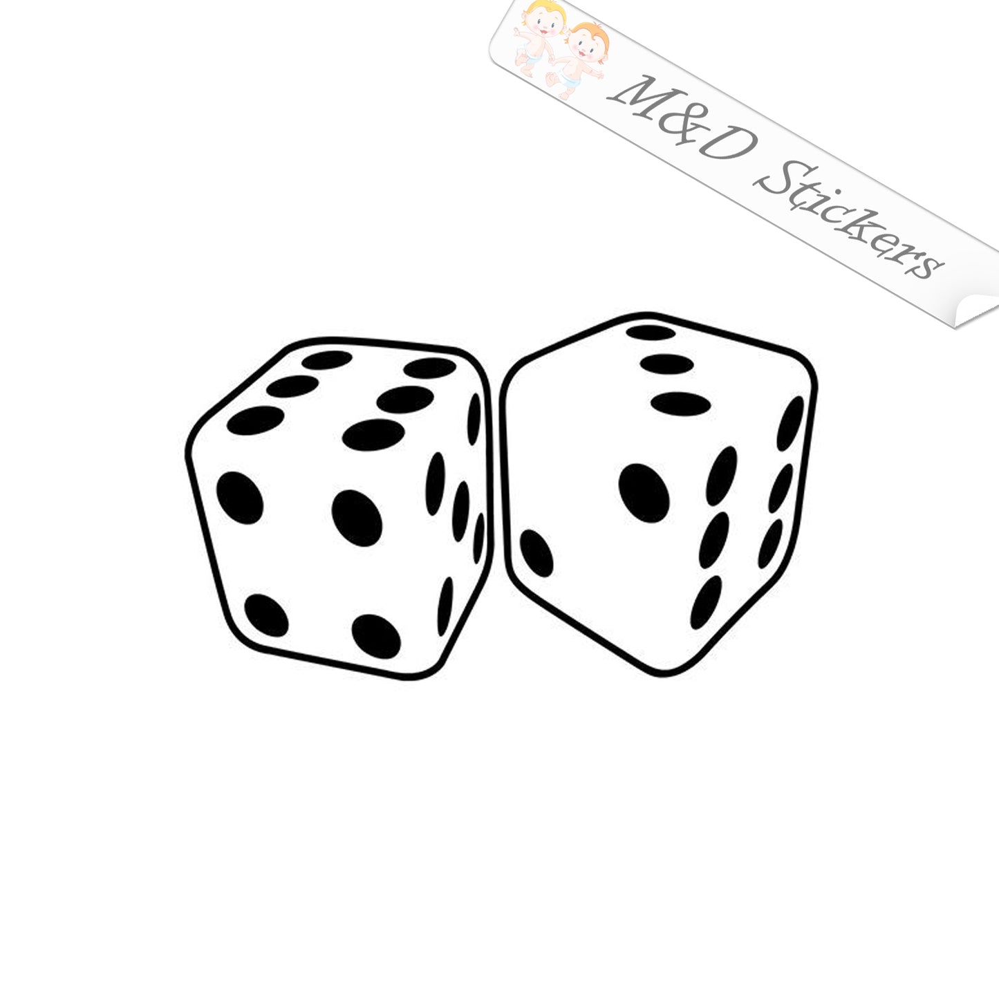 2x Dice Vinyl Decal Sticker Different colors & size for Cars/Bikes/Windows