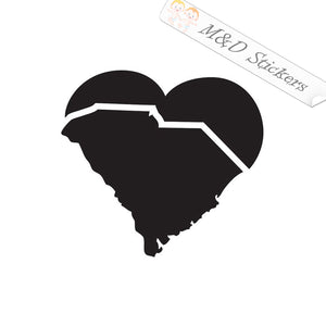 2x South Carolina State Borders Shape Love Heart Vinyl Decal Sticker Different colors & size for Cars/Bikes/Windows