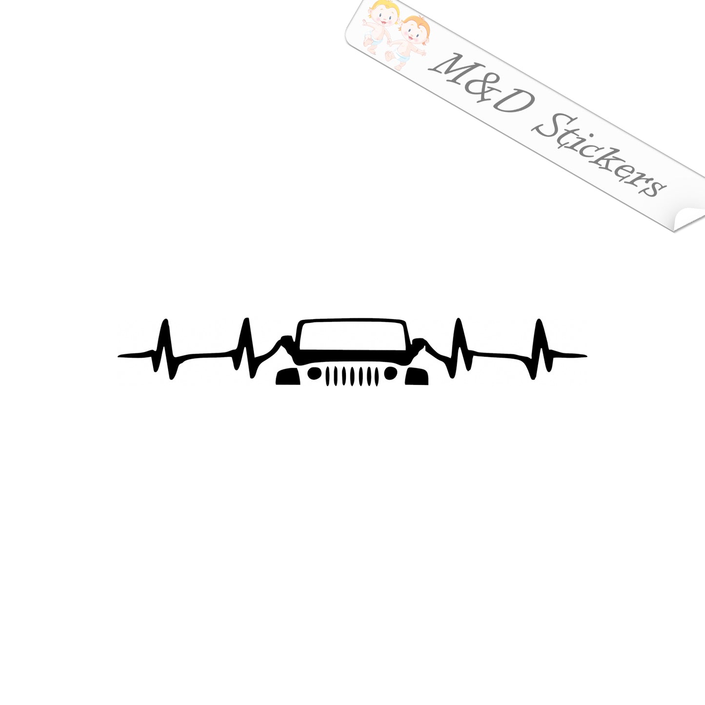 Jeep Heartbeat (4.5" - 30") Vinyl Decal in Different colors & size for Cars/Bikes/Windows