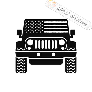 Jeep US flag (4.5" - 30") Vinyl Decal in Different colors & size for Cars/Bikes/Windows