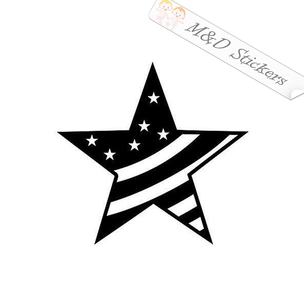 2x American Flag Star Vinyl Decal Sticker Different colors & size for Cars/Bikes/Windows