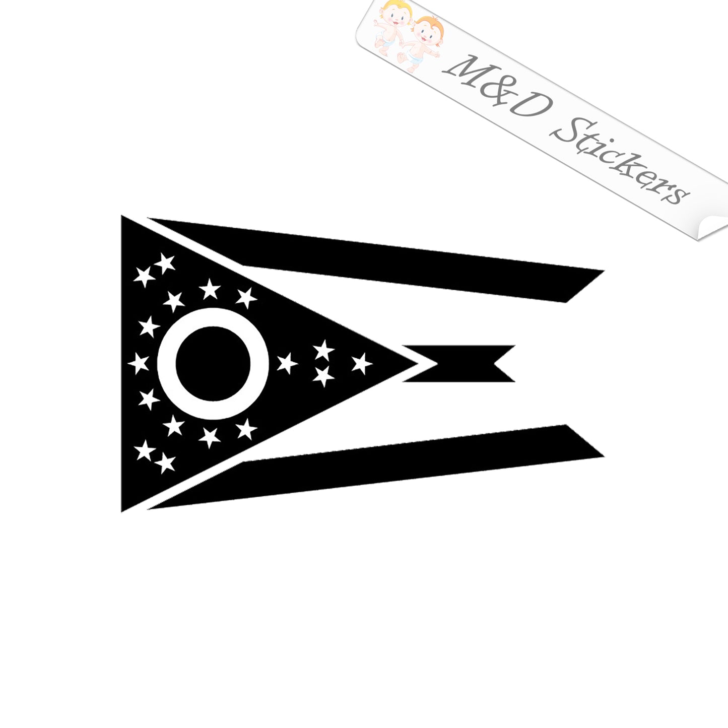 Ohio Flag (4.5" - 30") Vinyl Decal in Different colors & size for Cars/Bikes/Windows