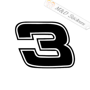 Racing Number 3 (4.5" - 30") Vinyl Decal in Different colors & size for Cars/Bikes/Windows