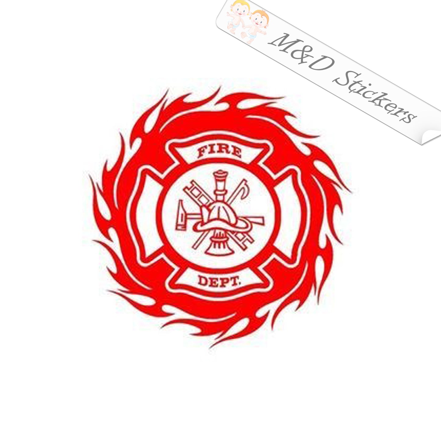2x Fire Department Logo Vinyl Decal Sticker Different colors & size for Cars/Bikes/Windows