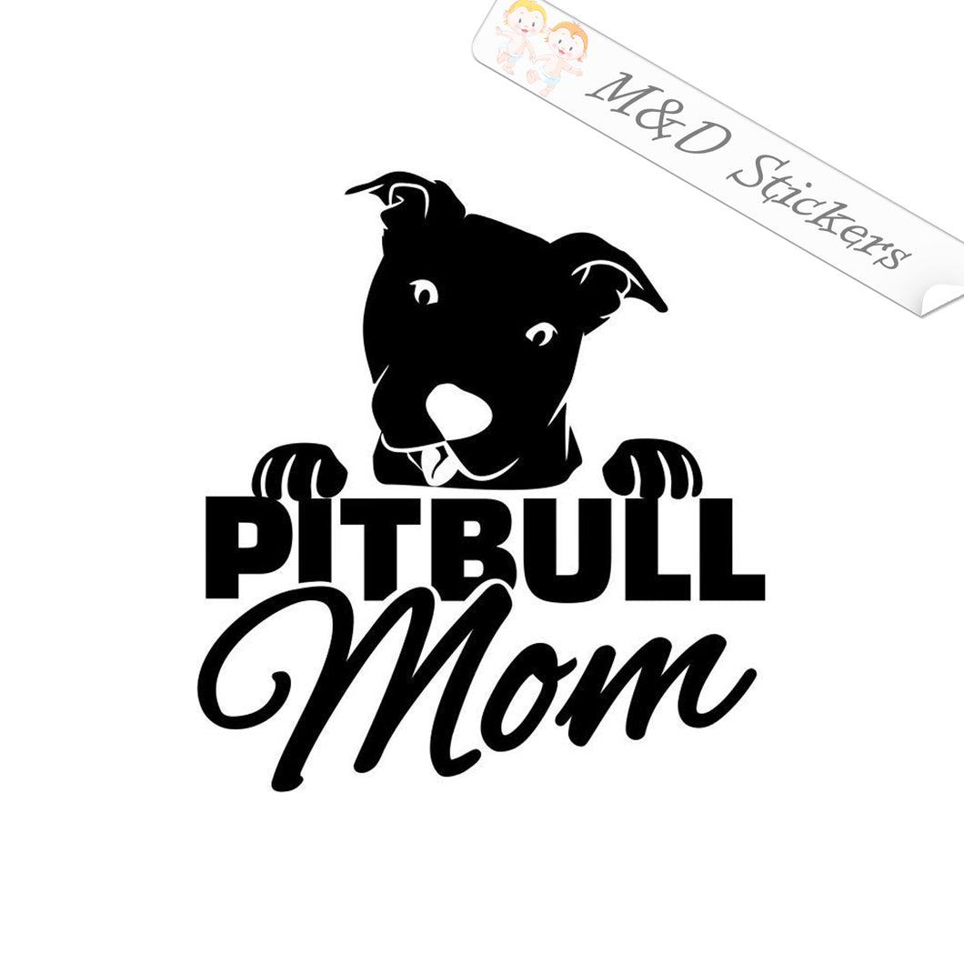 2x Pitbull Mom Dog Vinyl Decal Sticker Different colors & size for Cars/Bikes/Windows