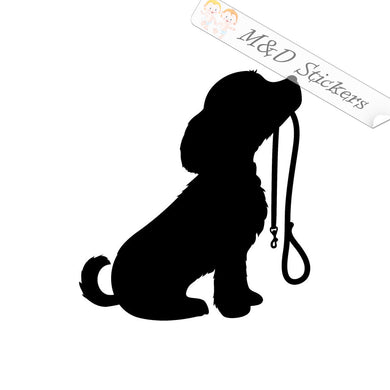 2x Dog and leash Vinyl Decal Sticker Different colors & size for Cars/Bikes/Windows