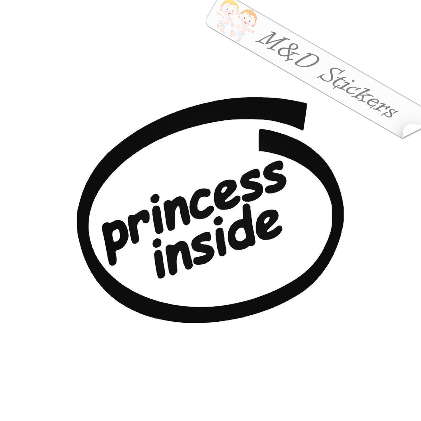 2x Princess inside on Board Vinyl Decal Sticker Different colors & size for Cars/Bikes/Windows