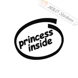2x Princess inside on Board Vinyl Decal Sticker Different colors & size for Cars/Bikes/Windows