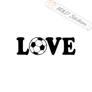 2x Love soccer Vinyl Decal Sticker Different colors & size for Cars/Bikes/Windows