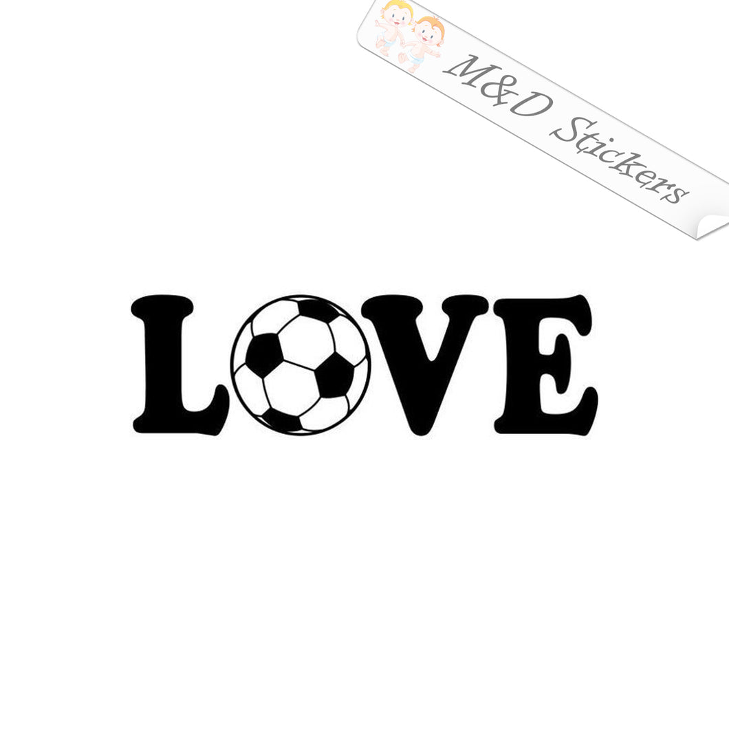 2x Love soccer Vinyl Decal Sticker Different colors & size for Cars/Bikes/Windows