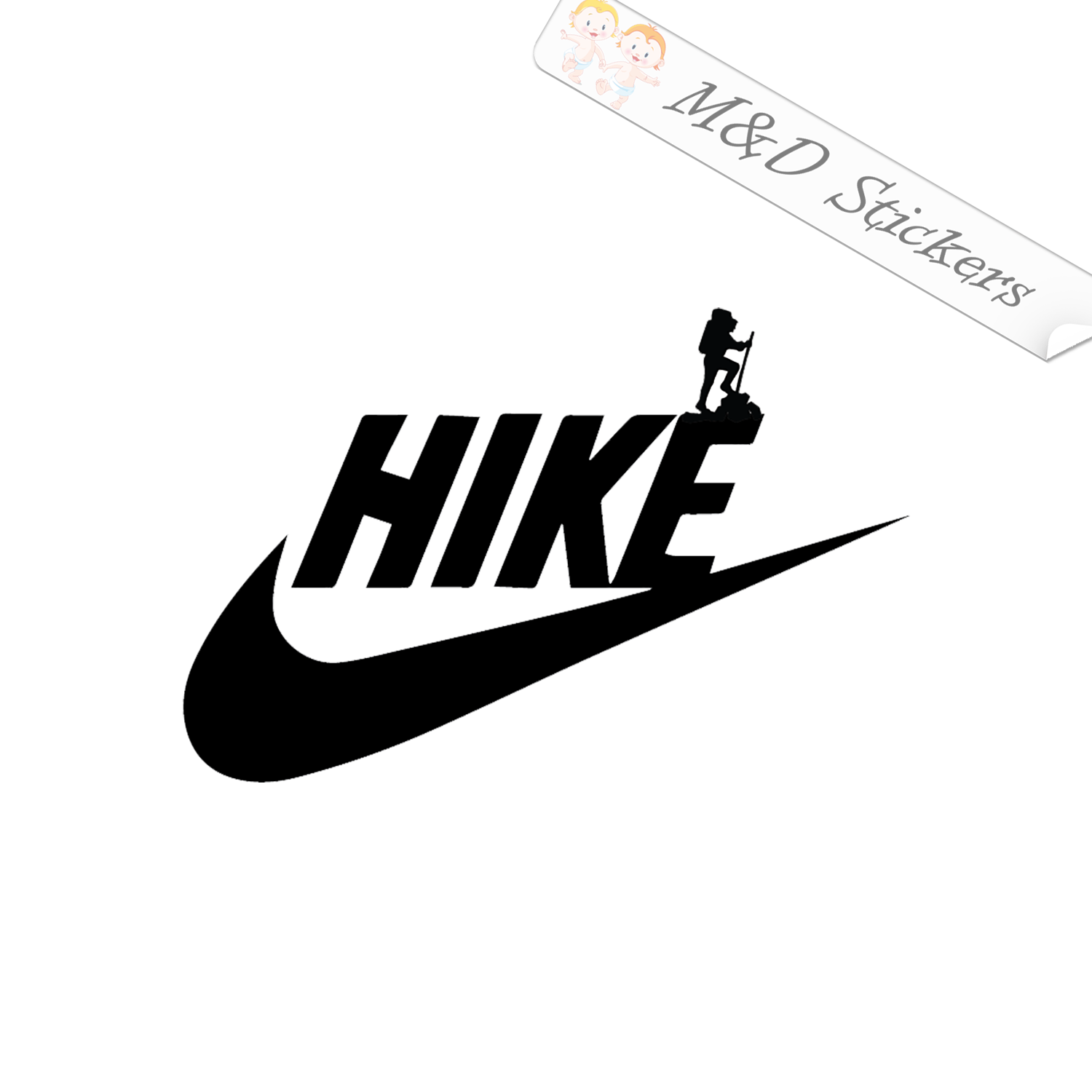 Nike - caricature logo (4.5" - 30") Vinyl in colo M&D Stickers