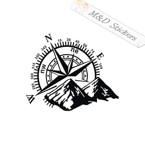 2x Mountains compass Vinyl Decal Sticker Different colors & size for Cars/Bikes/Windows