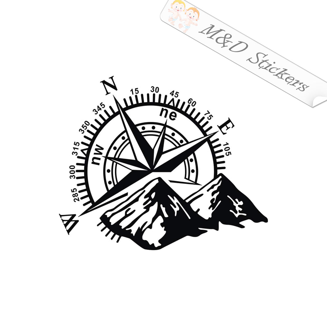 2x Mountains compass Vinyl Decal Sticker Different colors & size for Cars/Bikes/Windows