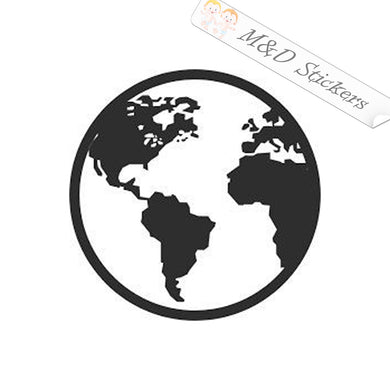 2x World Globe Vinyl Decal Sticker Different colors & size for Cars/Bikes/Windows