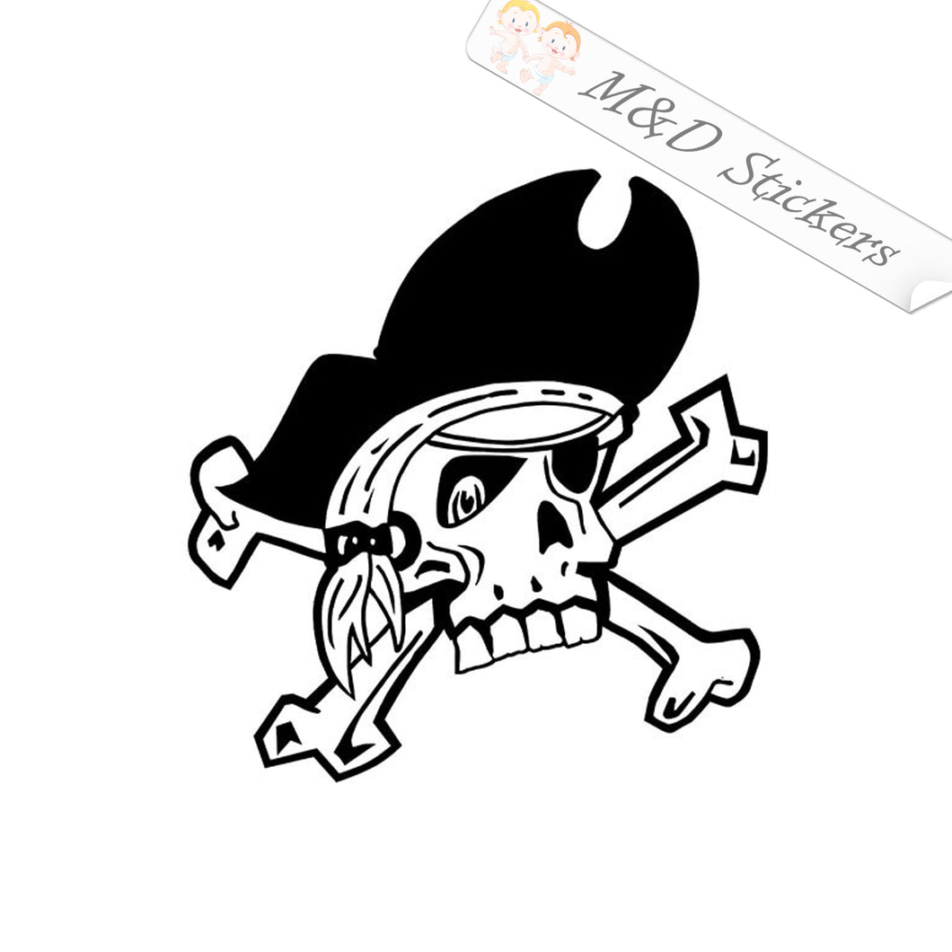2x Pirate Skull Vinyl Decal Sticker Different colors & size for Cars/Bikes/Windows