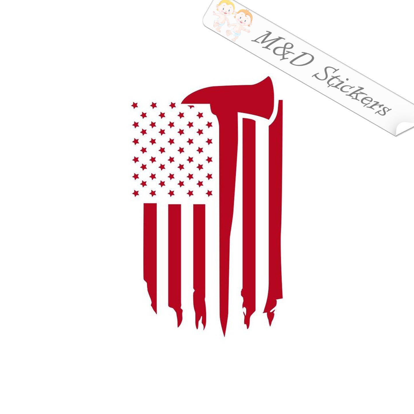 2x American Flag Firefighters Vinyl Decal Sticker Different colors & size for Cars/Bikes/Windows