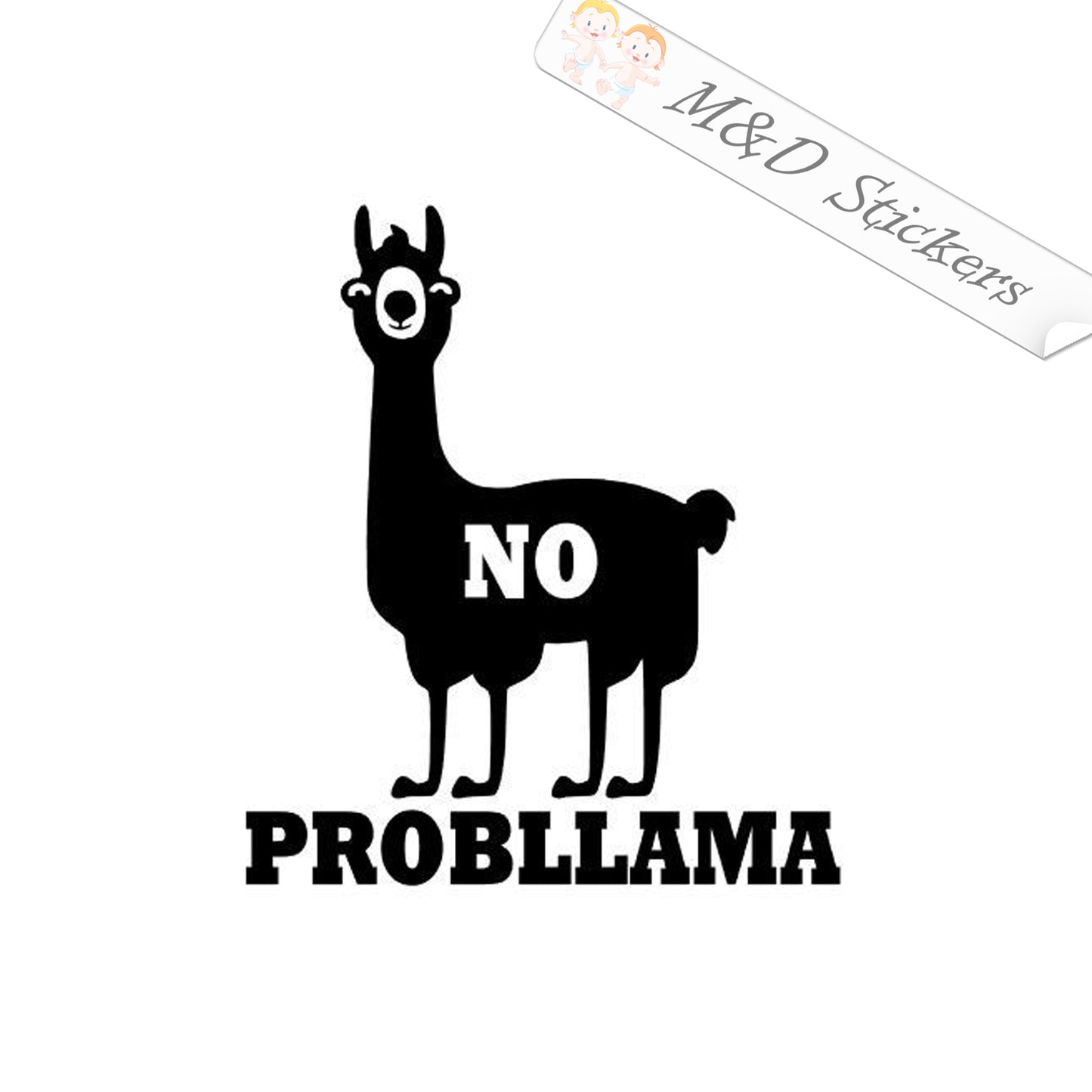 2x No probllama Lama Vinyl Decal Sticker Different colors & size for Cars/Bikes/Windows