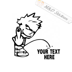 Custom Calvin Peeing on "YOUR TEXT" (4.5" - 30") Vinyl Decal in Different colors & size for Cars/Bikes/Windows