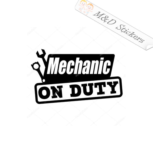2x Mechanic on Duty Vinyl Decal Sticker Different colors & size for Cars/Bikes/Windows