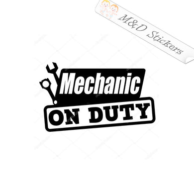 2x Mechanic on Duty Vinyl Decal Sticker Different colors & size for Cars/Bikes/Windows