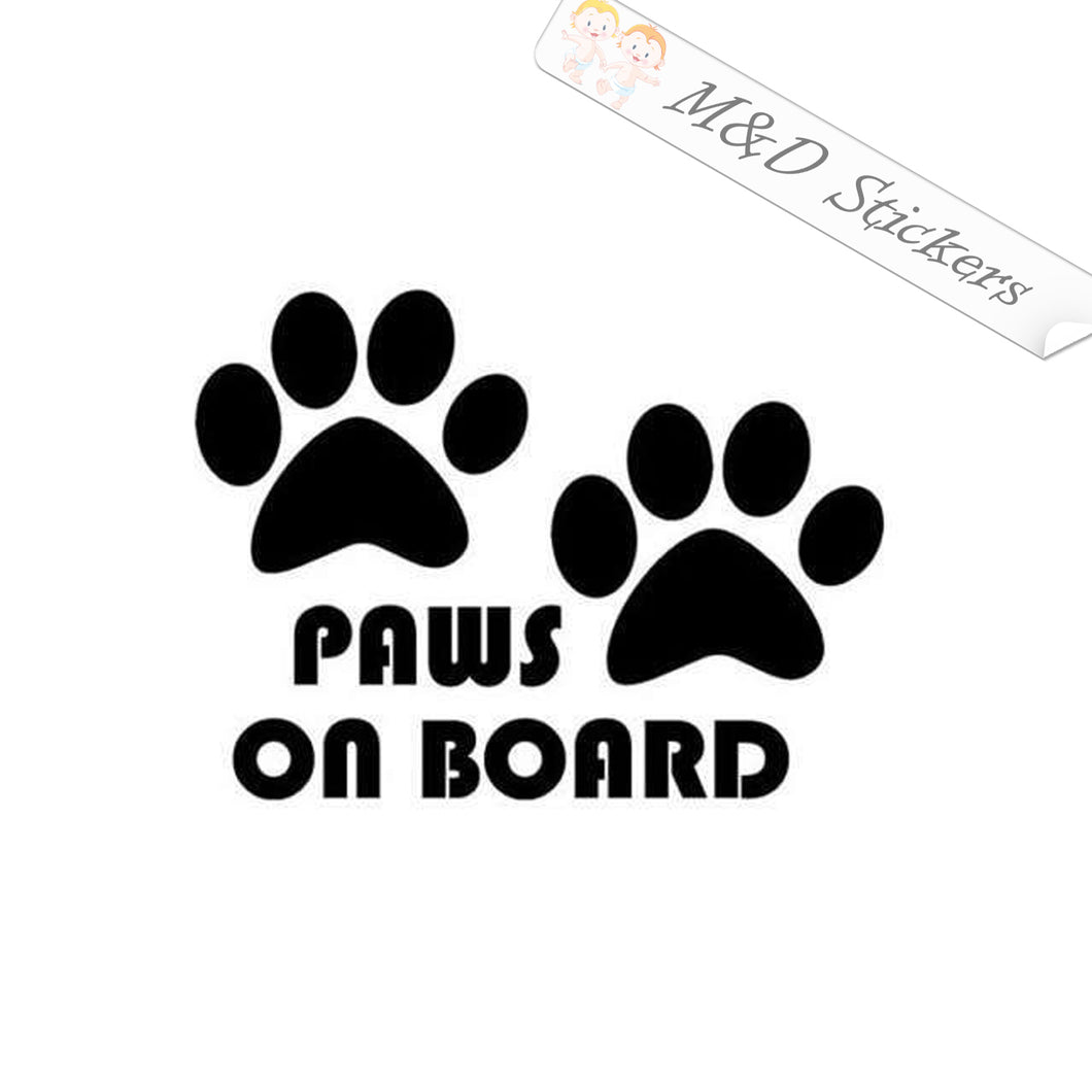 2x Paws on board Vinyl Decal Sticker Different colors & size for Cars/Bikes/Windows