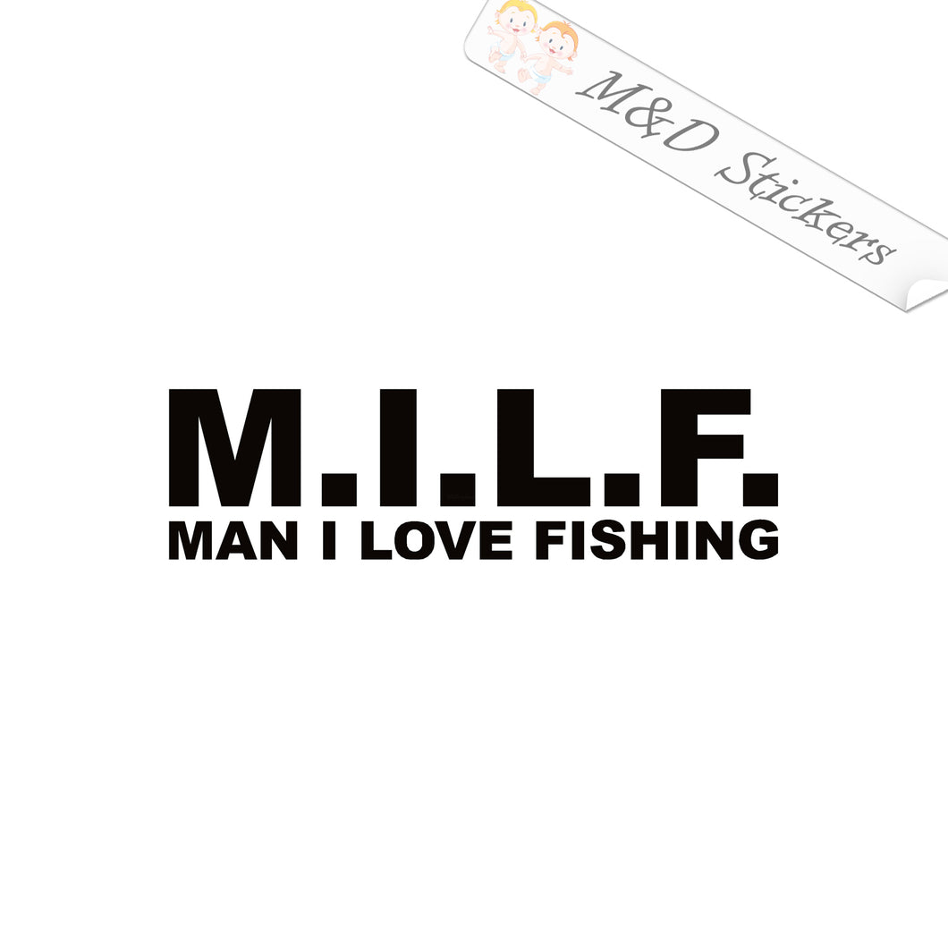 2x MILF - Man I love fishing Vinyl Decal Sticker Different colors & size for Cars/Bikes/Windows