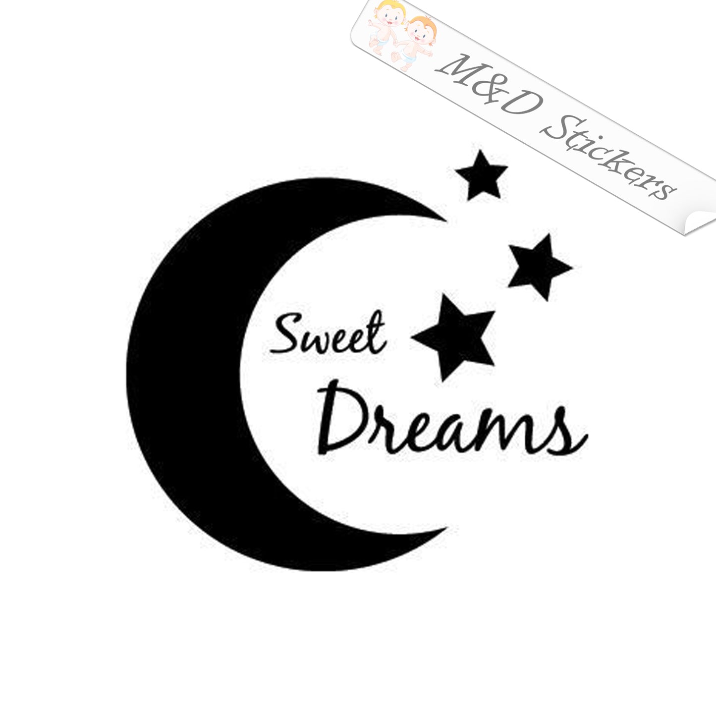 2x Moon and stars sweet dreams Vinyl Decal Sticker Different colors & size for Cars/Bikes/Windows