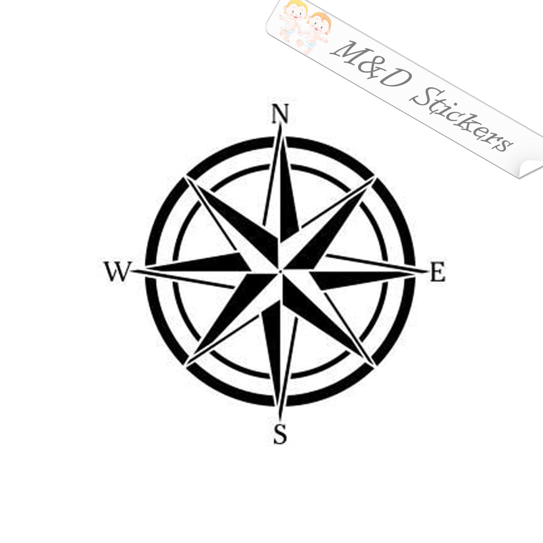 2x Compass Vinyl Decal Sticker Different colors & size for Cars/Bikes/Windows
