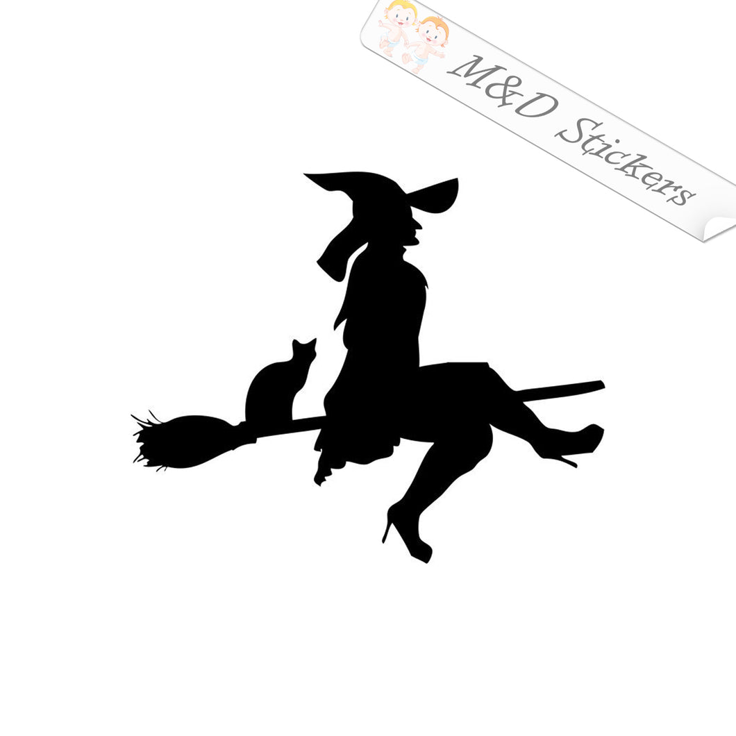 2x The witch on the broom Vinyl Decal Sticker Different colors & size for Cars/Bikes/Windows
