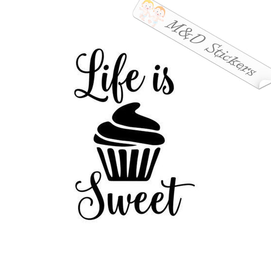 2x Life is sweet cupcake Vinyl Decal Sticker Different colors & size for Cars/Bikes/Windows